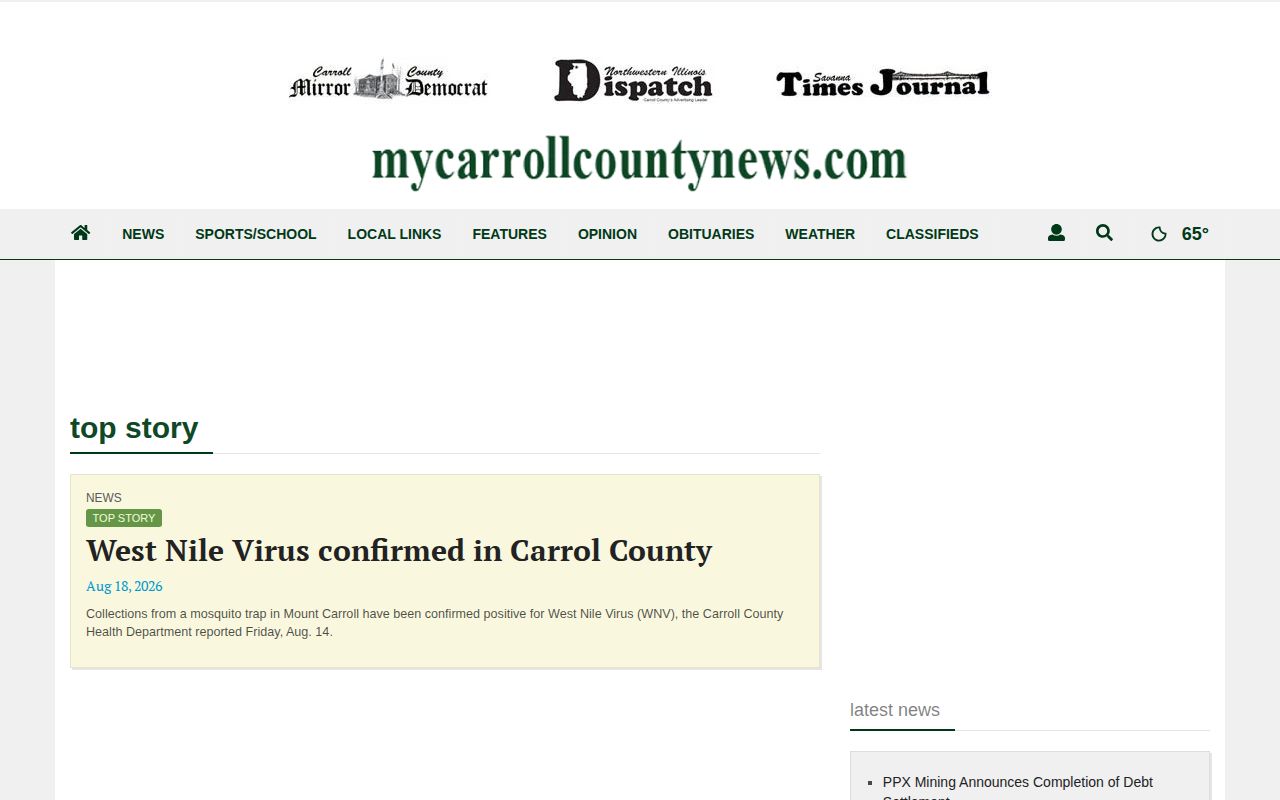 Carroll County local newspaper home page for community and crime coverage