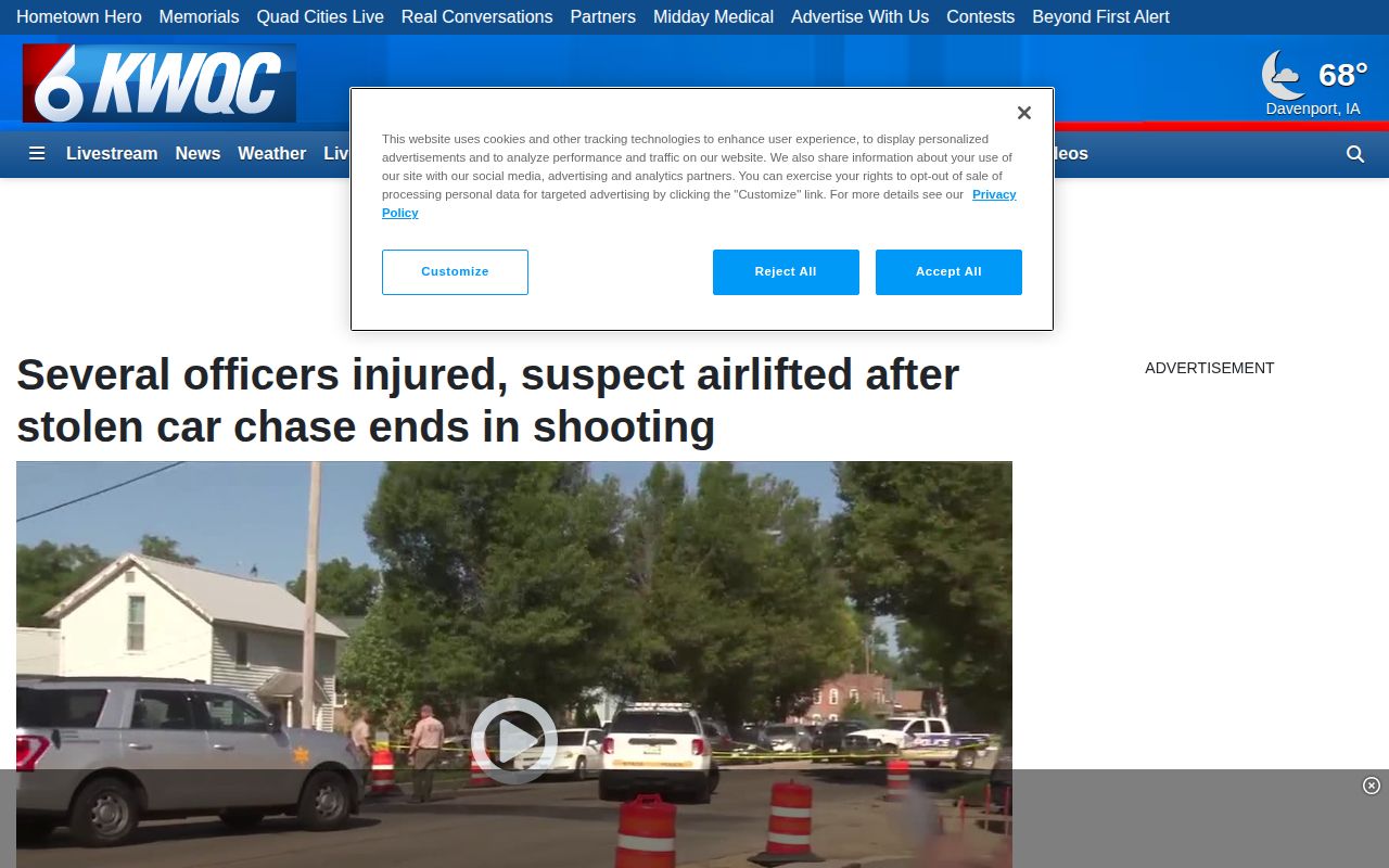 Carroll County local news screenshot of a multi-agency Savanna and Mount Carroll incident
